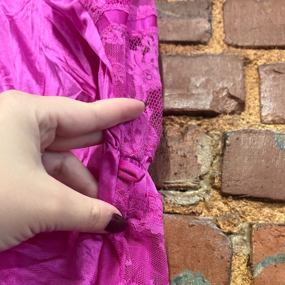 Vintage 90’s Samye Newman Hot Pink Lace Teddy Romper Size Small‎ - Picture 4 of 6